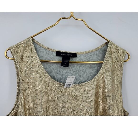 New NWT Ashley Stewart Gold Sleeveless Holiday Winter Layering Tank Top Size 12 - Picture 3 of 9